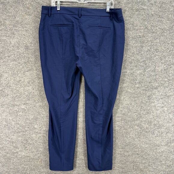 Express Pants Women 14 Blue Mid Rise Ankle Columnist Stretch Pockets Pleated - Picture 2 of 9